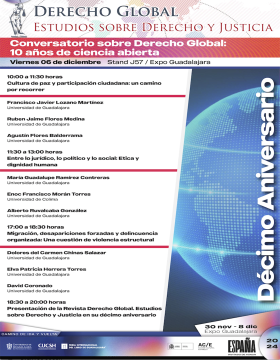 Cartel del Conversatorio sobre Derecho Global: 10 años de ciencia abierta