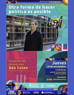 Cartel del Encuentro de jóvenes con Ada Colau, Alcaldesa de Barcelona 2015-2023