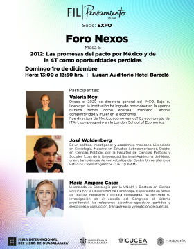 Cartel del Foro Nexos. Mesa 5: "2012: Las promesas del pacto por México y de la 4T como oportunidades perdidas"
