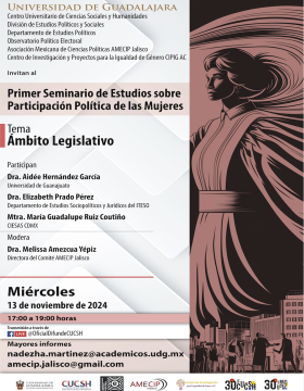 Cartel del Primer Seminario de Estudios sobre Participación Política de las Mujeres. Tema: Ámbito Legislativo
