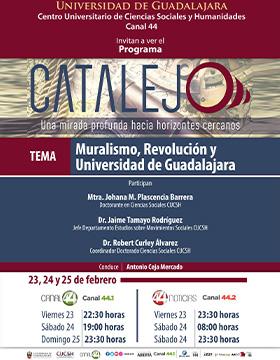 Cartel del Programa Catalejo: "Muralismo, Revolución y Universidad de Guadalajara"