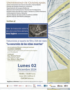 Cartel del Taller de traducción sobre la obra de la escritora alemana Anna Seghers