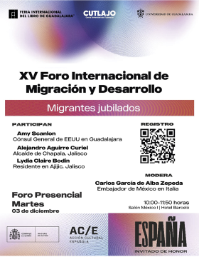 Cartel del  XV Foro Internacional de Migración y Desarrollo “Migrantes jubilados”