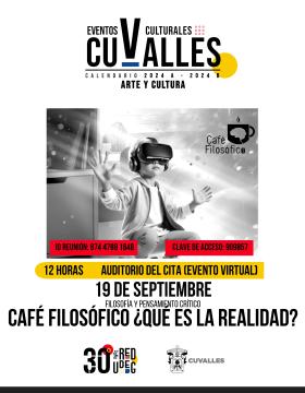 Cartel del Pensamiento crítico. Café filosófico: ¿qué es la realidad?