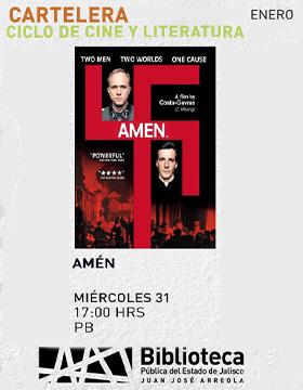 Cartel del Ciclo de cine y literatura. Proyección de la cinta: Amén