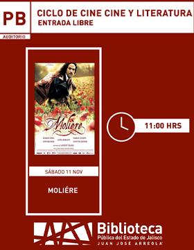 Cartel del Ciclo de cine: Cine y literatura. Proyección de la cinta: Moliére