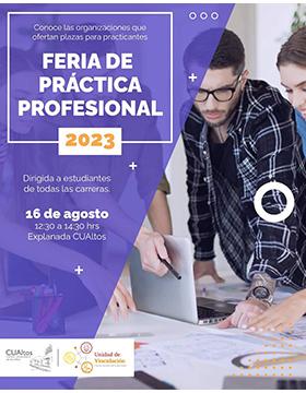 Cartel de Feria de práctica profesional 2023 en CUAltos