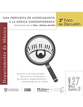 Grafico del 2º Foro de Discusión: Una propuesta de acercamiento a la música contemporánea