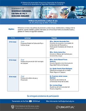 Grafico del Seminario de Seguridad Ciudadana, Cultura de Paz y Derechos Humanos "Políticas de prevención y cultura de paz"