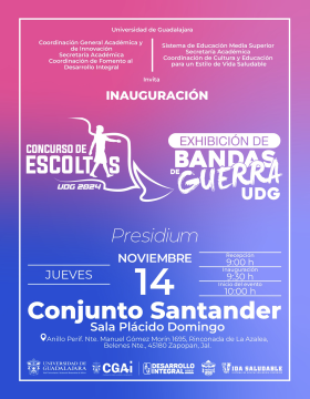 Cartel de la Inauguración del concurso de escoltas y exhibición de bandas de guerra