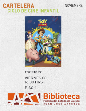 Cartel del Ciclo de cine infantil. Proyección de la cinta: Toy Story