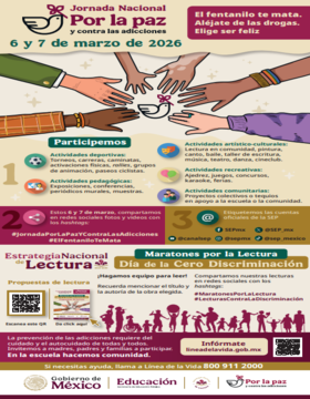 Cartel de Jornada Nacional por la Paz y contra las Adicciones