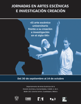 Cartel de las Jornadas en Artes Escénicas e Investigación Creación