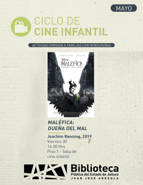 Cartel del Ciclo de cine infantil. Proyección de la cinta Maléfica: Dueña del mal