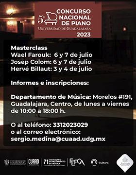 Cartel de  Masterclass de piano en el Departamento de Música de la UdeG