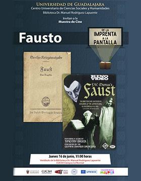 Muestra de cine: “De la imprenta a la pantalla”.  Exhibición de la película:  “Fausto”