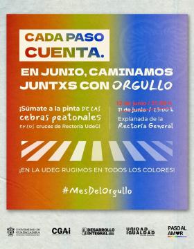 Cartel de ¡Súmate a la pinta de las cebras peatonales en los cruces de Rectoría UdeG!