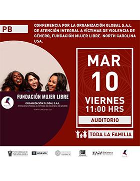 Conferencia por la Organización Global S.A.L de Atención Integral a Víctimas de Violencia de Género, Fundación Mujer Libre, North Carolina USA.