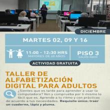 Cartel de Alfabetización digital para adultos. Dirigido a mayores de 40 años
