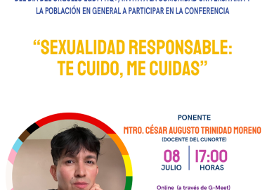 Cartel de la Conferencia: "Sexualidad responsable: te cuido, me cuidas”