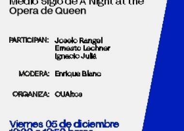 Cartel de Dios salve a la reina: Medio Siglo de A Night at the Opera de Queen Cartel de Dios salve a la reina: Medio Siglo de A Night at the Opera de Queen