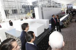 Colocación de la Primera Pieza del Museo del Ciencias Ambientales. Organiza el Fideicomiso del Centro Cultural Universitario de la Universidad de Guadalajara. Presiden el maestro Itzcóatl Tonatiuh Bravo Padilla, Rector General de UdeG; licenciado Raúl Padilla López, Presidente del Comité Técnico del Fideicomiso del Centro Cultural Universitario de la UdeG; maestro  Jorge Aristóteles Sandoval Díaz,  Gobernador Constitucional del estado de Jalisco; licenciado  Pablo Lemus Navarro, Presidente Municipal del H. 