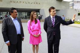 Informe "10 Años de Transparencia en Jalisco" en el marco de la Celebración del 10 Aniversario del ITEI su presidenta Cynthia Patricia Cantero Pacheco festejo en el Cine foro de la Universidad de Guadalajara. Al acto acude el Rector general de la Universidad de Guadalajara Itzcóatl Tonatiuh Bravo Padilla y el Gobernador del estado Jorge Aristóteles Sandoval Díaz